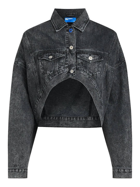 Women's Crop Jean Jacket for Spring or Autumn Denim
