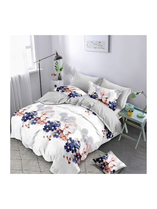 Kotonia Home Set Husă de Pilotă Dublă cu 2 Fețe de Pernă & 1 Cearsaf 200x230 Yoyo Floral