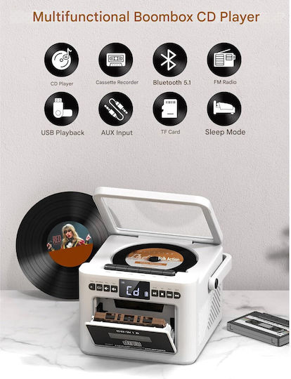 Tragbares Radio-CD-Spieler mit Radio / USB Weiß