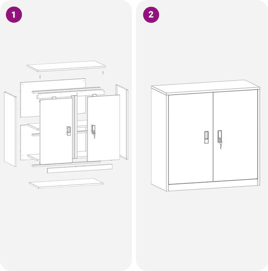 Ντουλάπι Γραφείου Μεταλλικό Ροζ 90x40x90cm