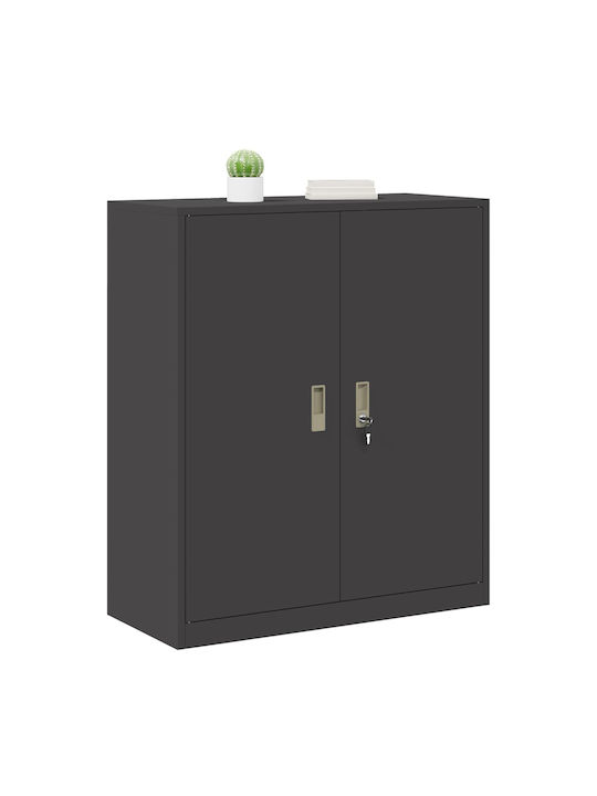 Cabinet de Birou Metalic Negru 90x40x105cm