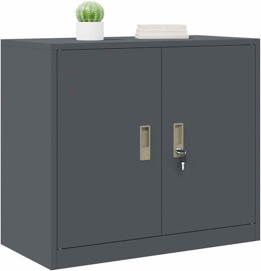 Office Storage Metal Cabinet Charcoal L80xW40xH70cm