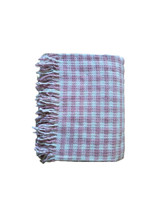 Kotonia Home Pătură Semidublă Cu Franjuri 180x230cm Roz Pudrat