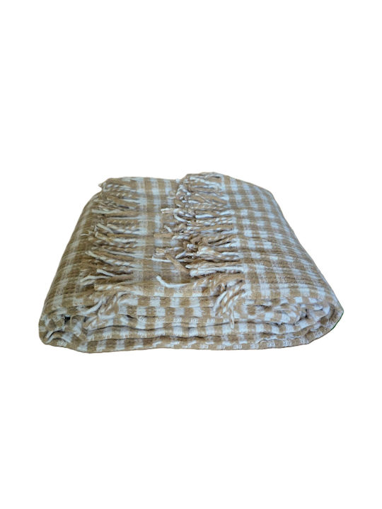 Kotonia Home Pătură Muselină Semidublă Cu Franjuri 180x230cm Caramel