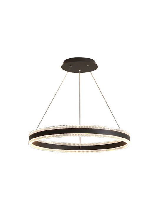 Adjustable Pendant Light Black with Crystals 60x60cm