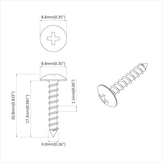 vidaXL Wood Bolts with Diameter M4 and Length 20mm 10976pcs