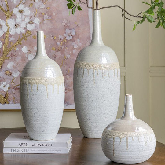 Artekko Διακοσμητικό Βάζο Κεραμικό Glazed Μπεζ Φ18.5xΥ44cm