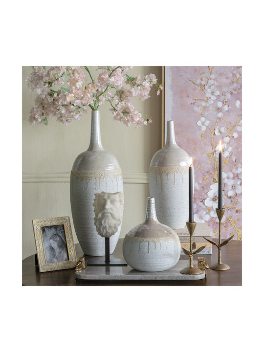 Artekko Decorative Vase Glazed Beige 18.5x18.5x44cm