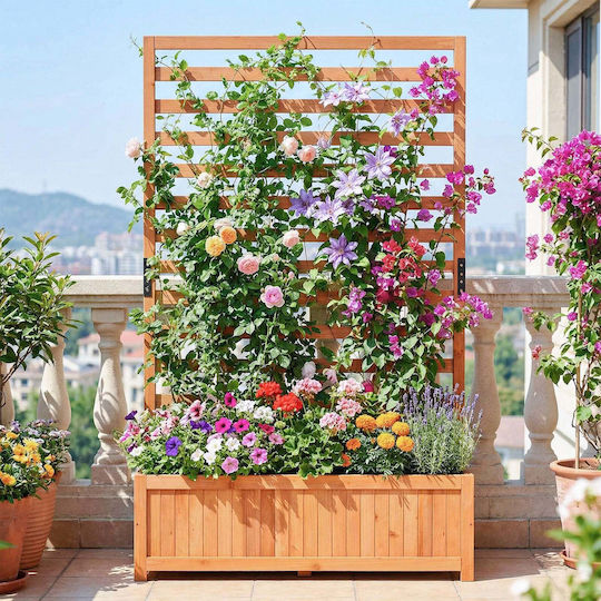 Costway Ζαρντινιέρα Ξύλινη Καφέ 150x34x90εκ.