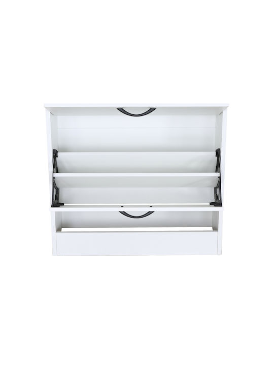 Дървена Обувки Zefiros 2 Врати Бял 60x24x81см MDF Меламин