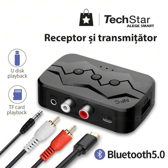 Adaptor Bluetooth M23 Transmițător Receptor Tv Pc Sistem Audio Acasă Jack 3,5 mm Micro Sd Usb Aux Nfc Rca Negru