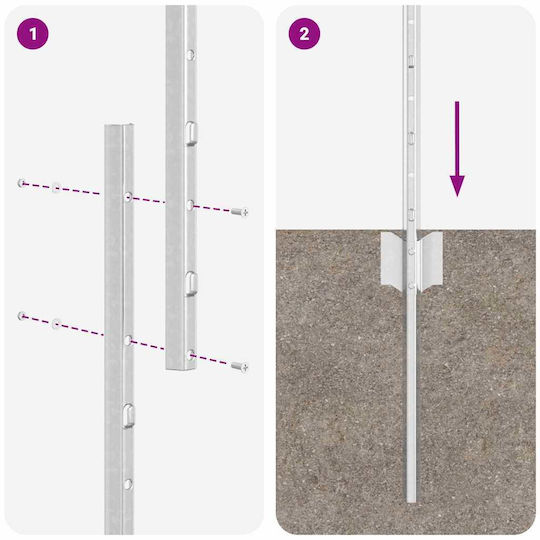 vidaXL Garden Fencing Material 11pcs Silver