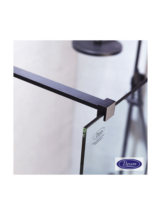Devon Iwis Walk-in Fixed Side for Shower 37-39x200cm Clear Glass Black Matt