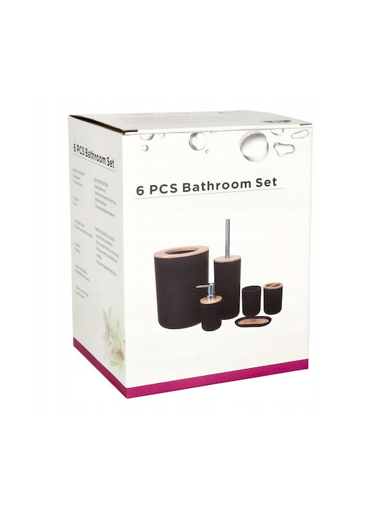 ikonka Plastic Bathroom Accessory Set Gray 6pcs