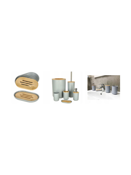 ikonka Plastic Bathroom Accessory Set Gray 6pcs