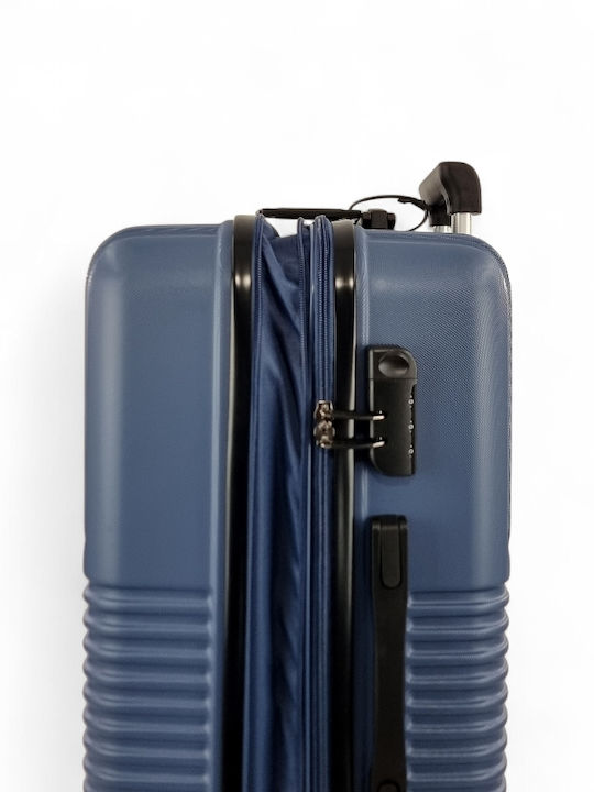Rain Hard Blue Travel Suitcases with 4 Wheels Set of 3 Pieces