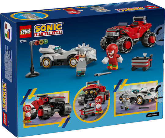 LEGO Sonic The Hedgehog Silver's Car vs Knuckles' Monster Truck for Ages 8+ 378 Pieces