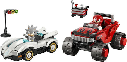 LEGO Sonic The Hedgehog Silver's Car vs Knuckles' Monster Truck for Ages 8+ 378 Pieces