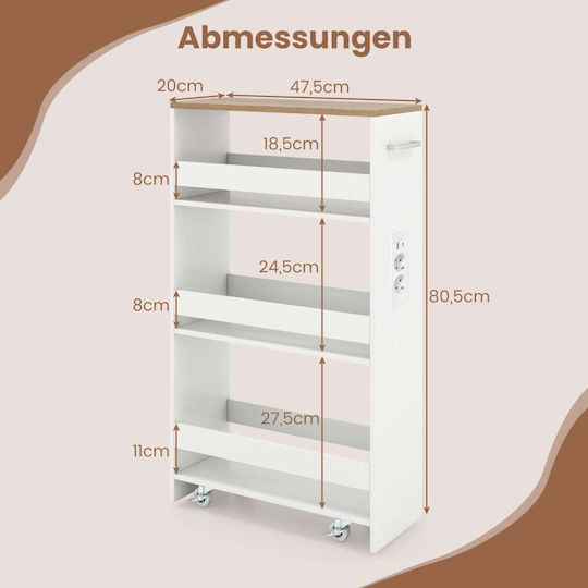Ντουλάπι Κρεμαστό Λευκό + Φυσικό 47.5x20x80.5εκ.