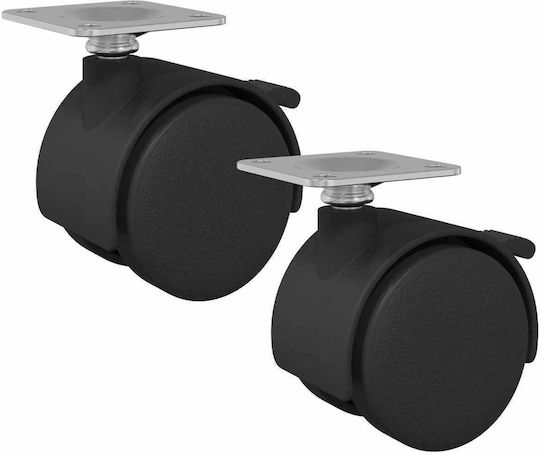 vidaXL Furniture Wheel made of Polypropylene with Wheels Black Velvet-Black Metal 3.95x3.95x3.78cm 2pcs