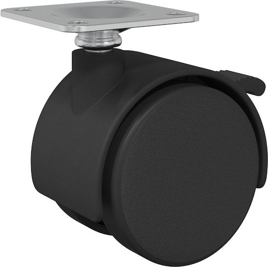 vidaXL Furniture Wheel made of Polypropylene with Wheels Black Velvet-Black Metal 3.95x3.95x3.78cm 2pcs