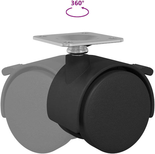 vidaXL Furniture Wheel made of Polypropylene with Wheels Black Velvet-Black Metal 3.95x3.95x3.78cm 2pcs