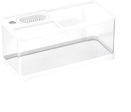 Aquarium 21 Liters Pa-21 – Panoramic Plastic 95% Transparency – L47.5xW21xH21cm – White Aquarium + Led Light Warm Yellow 3w + Filter 3.5w