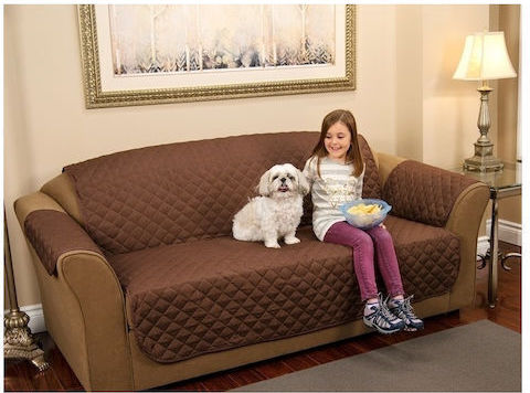 Couch Coat Προστατευτικό Ελαστικό Κάλυμμα Τριθέσιου Καναπέ Καφέ 230x160cm