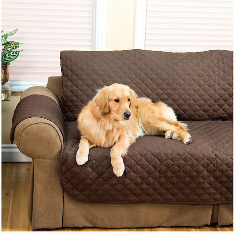 Couch Coat Προστατευτικό Ελαστικό Κάλυμμα Τριθέσιου Καναπέ Καφέ 230x160cm
