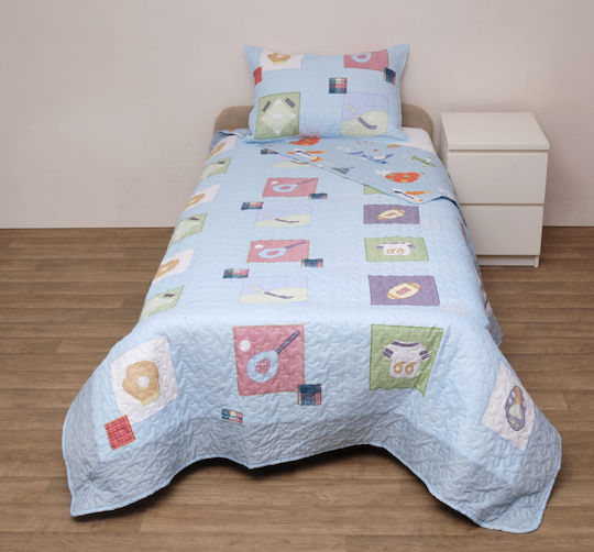 Viopros Kids Single Quilt Set with Pillowcase Blue 160x240cm