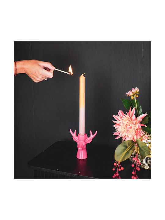 Housevitamin Reindeer Ceramic Candle Holder Neon Pink