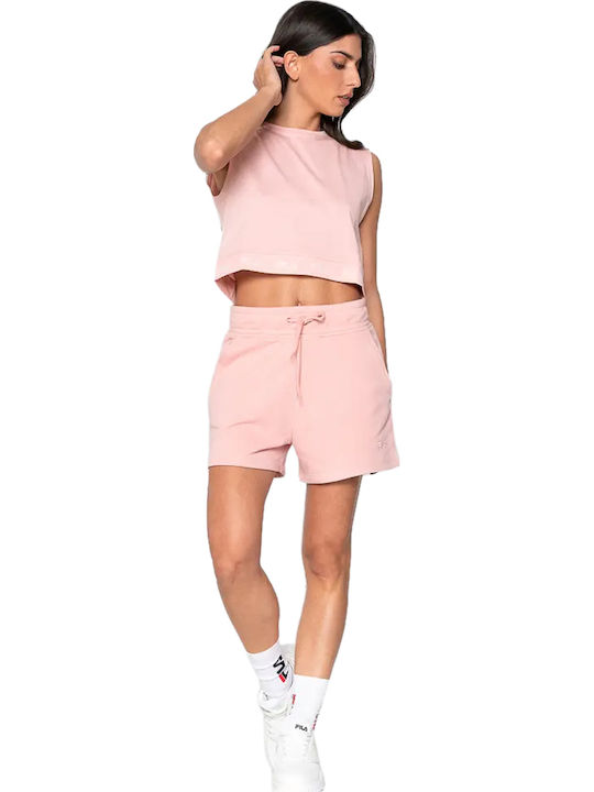 Gladys Γυναικείο Αθλητικό Crop Top Κοντομάνικο Ροζ