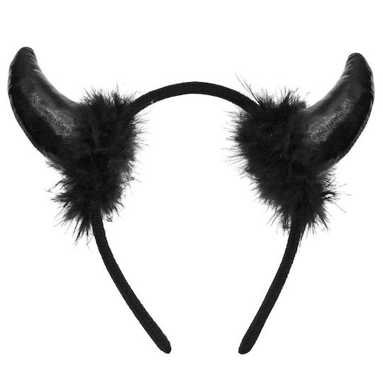 Stirnband Schwarze Hörner Pelz 19x20cm Carnavalista 232607 12 Stücke