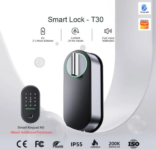 Liliwise Electronic Lock Retrofit With Bluetooth And Wi-Fi Connectivity Black