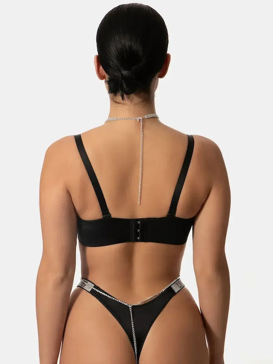 Push Up Plunge Bra Cup B Black Size 80b