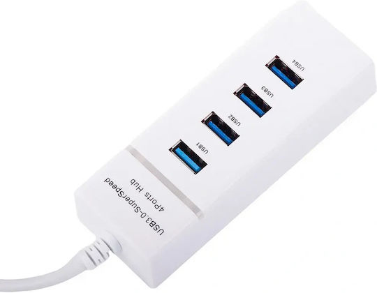 Verk Group USB-Hub 4 Anschlüsse USB 3.0 mit USB-A Anschluss Weiß