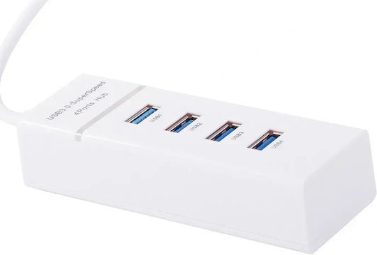 Verk Group USB-Hub 4 Anschlüsse USB 3.0 mit USB-A Anschluss Weiß