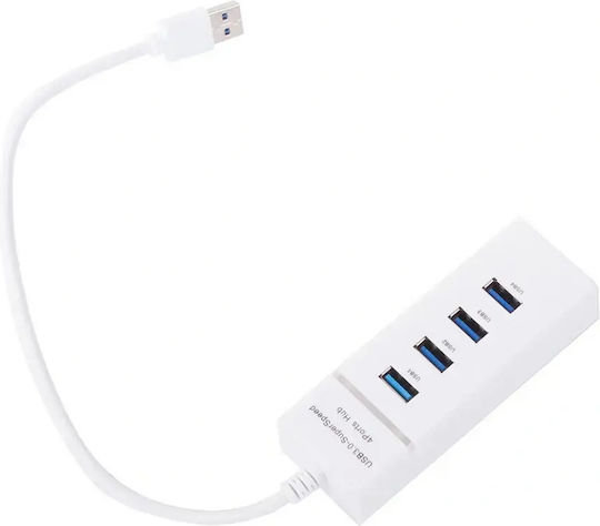 Verk Group USB-Hub 4 Anschlüsse USB 3.0 mit USB-A Anschluss Weiß