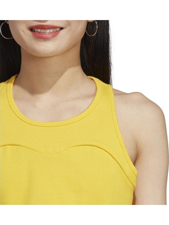 Γυναικείο Αθλητικό Crop Top Αμάνικο Κίτρινο