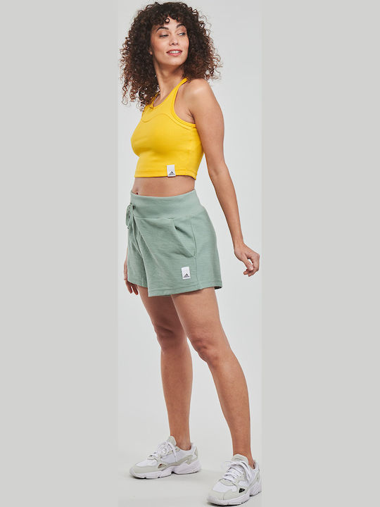 Γυναικείο Αθλητικό Crop Top Αμάνικο Κίτρινο