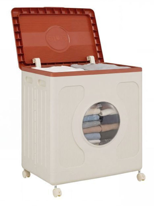 Costway Καλάθι Απλύτων Πλαστικό 45lt με Καπάκι 68x41x58cm Πορτοκαλί