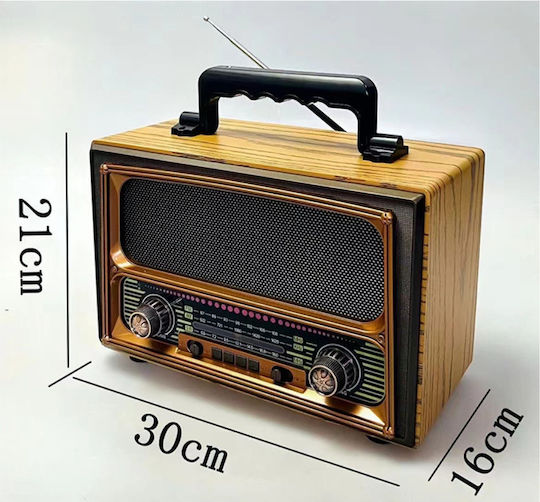 Meier M-1807BT Retro Επιτραπέζιο Ραδιόφωνο Μπαταρίας με Bluetooth και USB Καφέ
