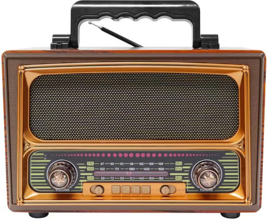 Meier M-1807BT Retro Επιτραπέζιο Ραδιόφωνο Μπαταρίας με Bluetooth και USB Καφέ