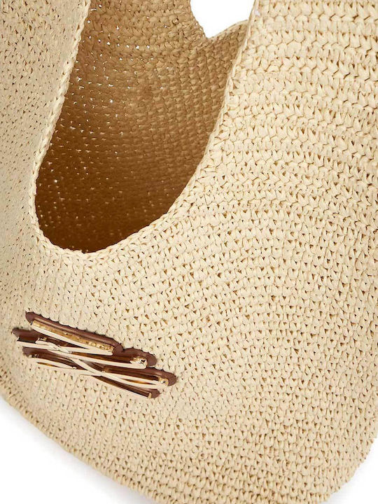 K Autograph Straw Women's Bag Tote Handbag Beige