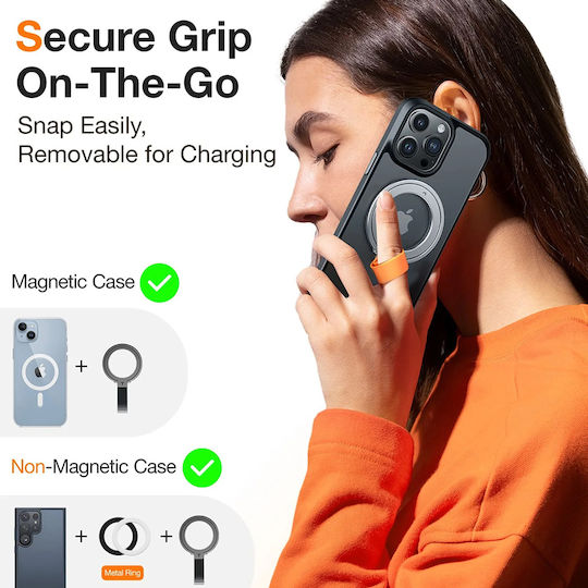 Torras Ostand Magnetic Ring Holder Κινητού σε Ασημί χρώμα