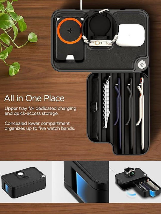 Spigen S340 Зарядно за Apple Watch Черен