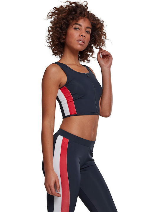Γυναικείο Καλοκαιρινό Crop Top Αμάνικο Ριγέ Navy Μπλε