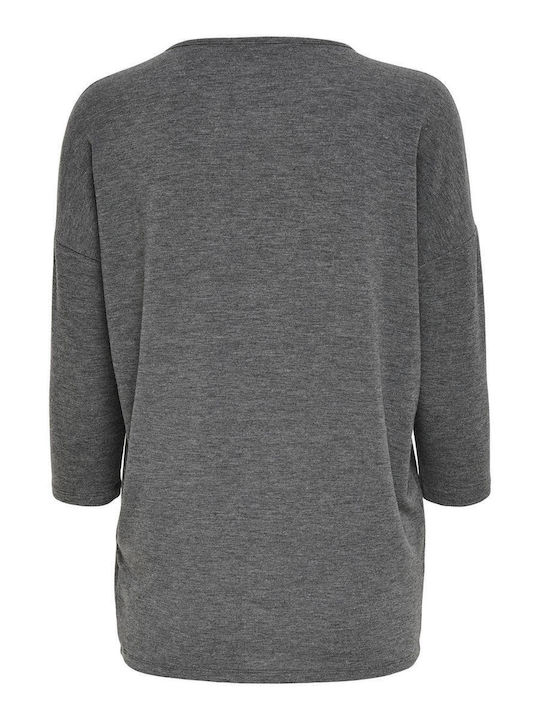 Women's Blouse with 3/4 Sleeve & Boat Neckline Gray