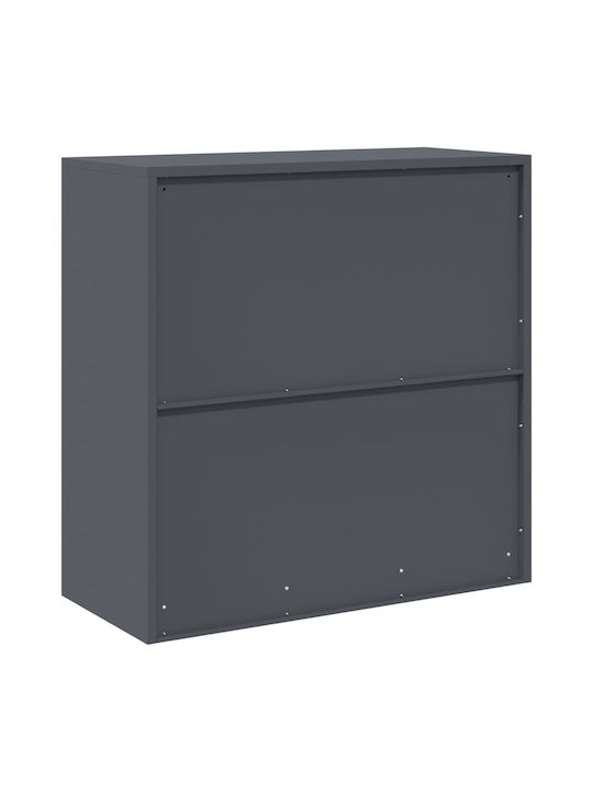Cabinet de Birou Metalic Cărbune de lemn 90x40x90cm