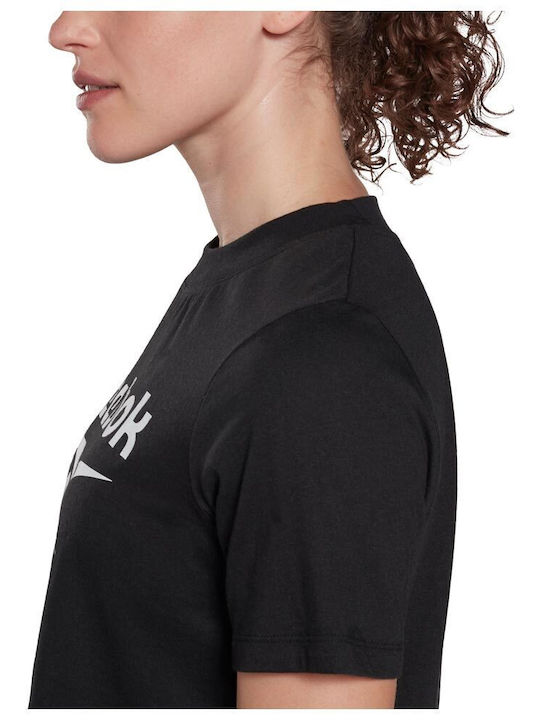 Identity Γυναικείο Καλοκαιρινό Crop Top Βαμβακερό Κοντομάνικο Μαύρο